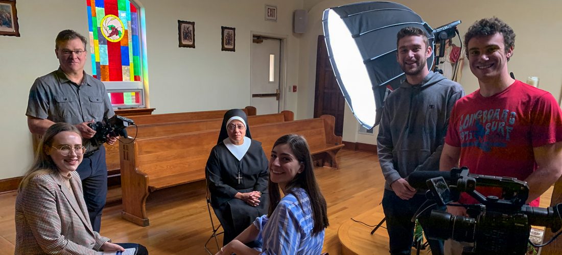 A scene from the making of the UConn Journalism documentary “Locked Out: American Dream in Jeopardy.”